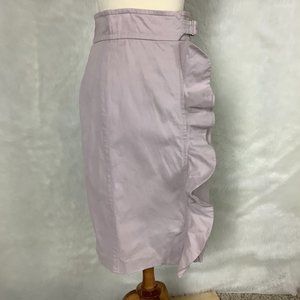 Vintage Y2K, 00s Yves Saint Laurent Rive Gauche Pink Beige Ruffle Pencil Skirt